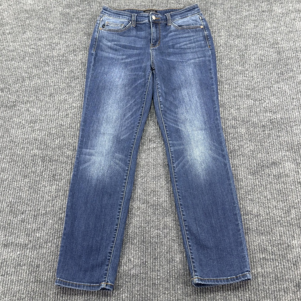 Judy Blue Straight Jeans Womens 9/29 Blue Medium Wash Mid Rise Stretch Denim - Picture 1 of 14
